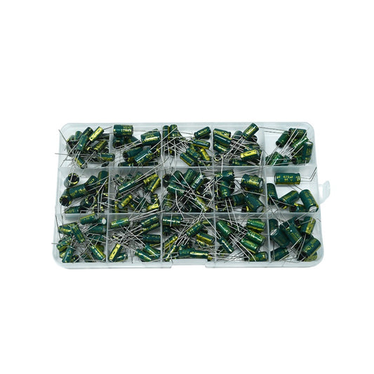 225Pcs 15 Type Green High Frequency Inline Aluminum Electrolytic Capacitor Kit