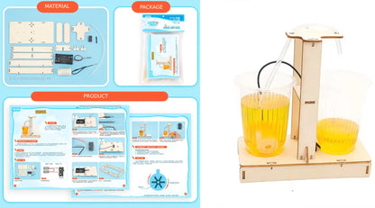 DIY Drinking Fountain STEM Kit DIY Water Dispenser Puzzle Pack STEM Toy Science Education Set for School Projects Educational Kids Learning Wooden Toy (M-18)