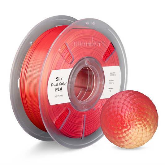 Numakers Dual-Color Silk PLA Filament – Red-Gold – 1.75 mm / 1 kg