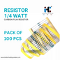 1.2K ohm 1/4 Watt ±5% Tolerance Carbon Film Resistor