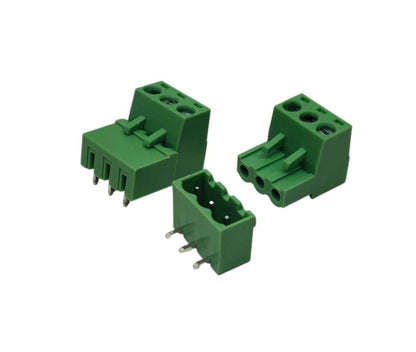 3 Pin Right Angle Male Female Plug-in Screw Terminal Block Connector PBT (1 Pair)