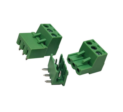 3 Pin Right Angle Male Female Plug-in Screw Terminal Block Connector PBT (1 Pair)