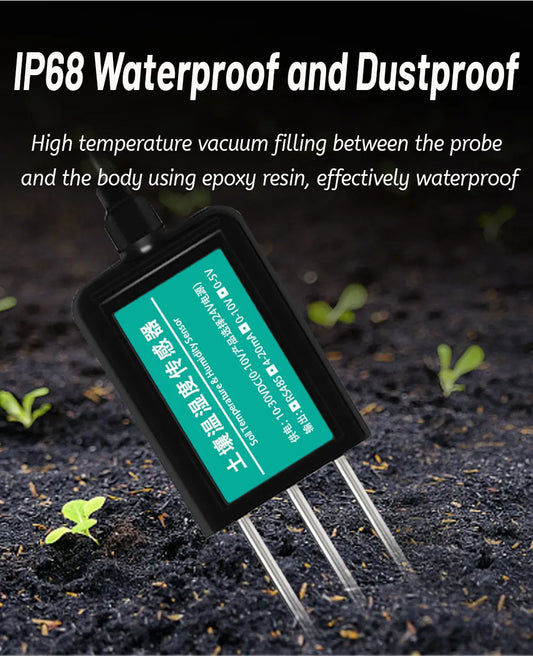 Soil Temperature Humidity Sensor Probe Analog Soil Moisture Detector Sensors IP68 Protection RS485 Output 0-5V 0-10V 4-20mA