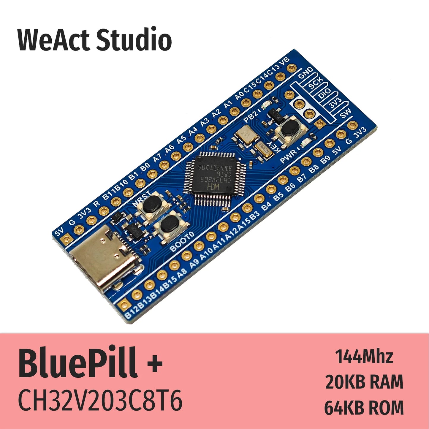 WeAct Studio CH32V203C8T6 RISC-V Low Power Core Demo Board