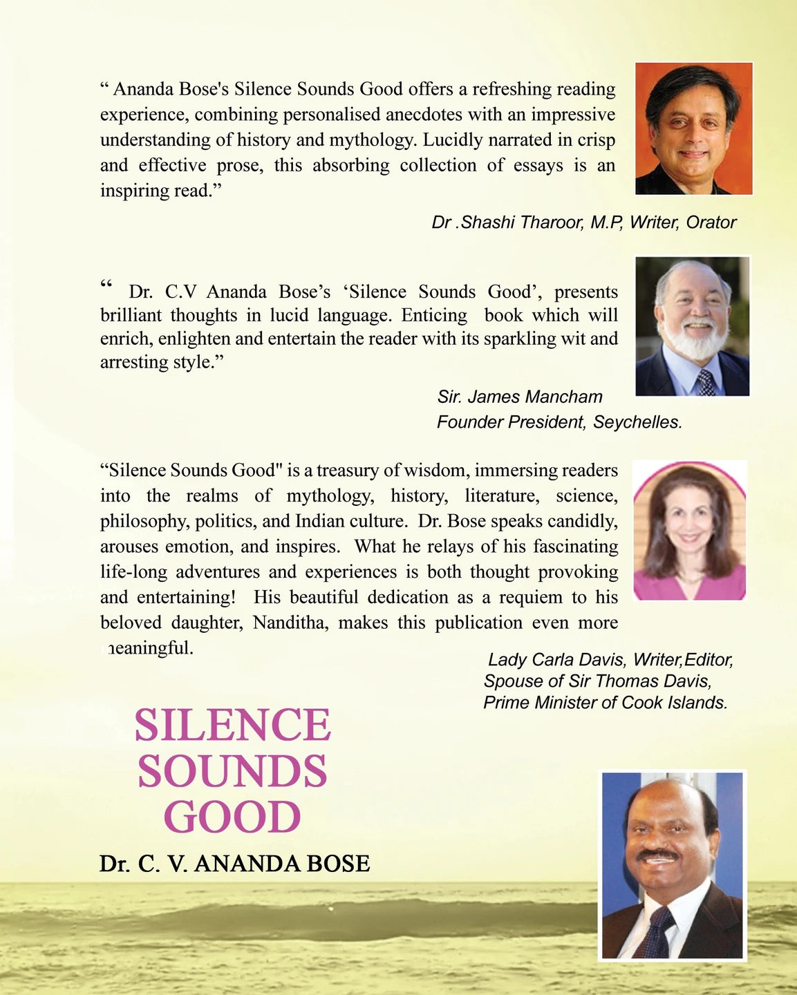 SILENCE SOUNDS GOOD BY DR. C.V. ANANDA BOSE (HARDCOVER)