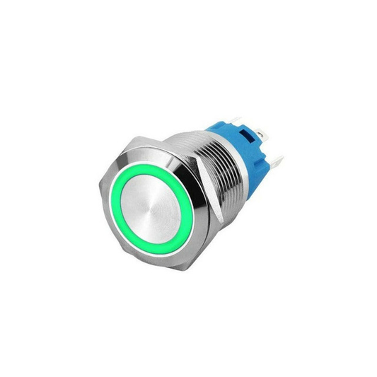 12mm Size GREEN Led Stainless Steel Latching Type Push Button Switch 12v DC