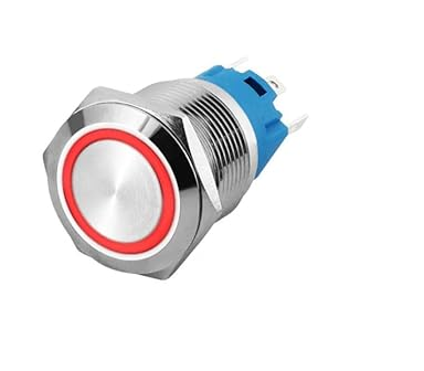 12mm Size RED Led Stainless Steel Latching Type Push Button Switch 12v DC