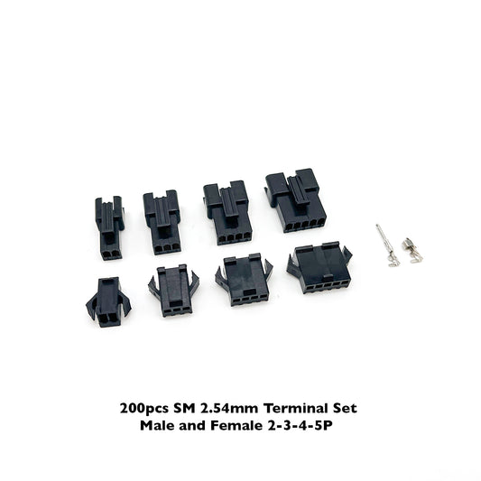 200PCS SM 2.54 Terminal Connector Kit – 2/3/4/5 PIN 5 Each Male and Female Set