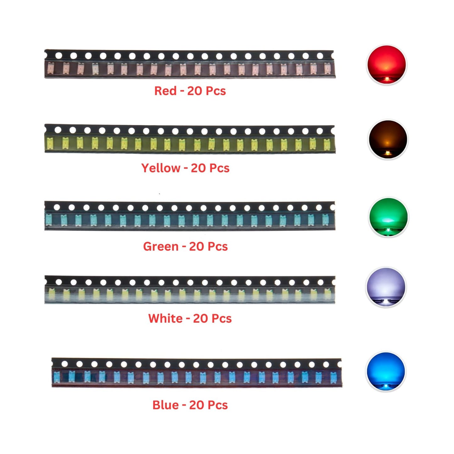 Elepak SMD 1210 LED Pak 100 Pcs 5 Colors