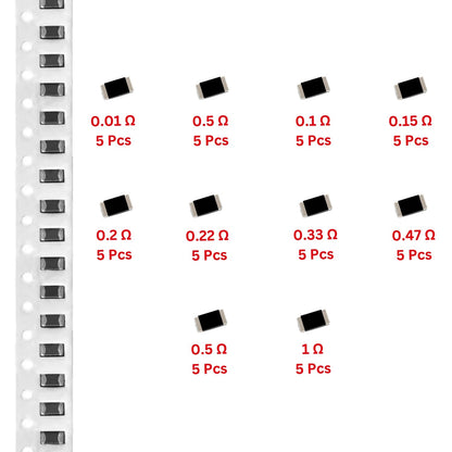 Elepak SMD Resistor 2512 2W ±1% Pak 0E01 to 1E 50 Pcs 10 Values