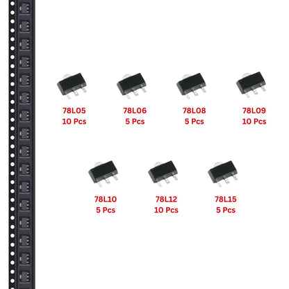 Elepak SMD 78L 0.1A Positive Regulator SOT-89 Pak 5V to 15V 50 Pcs 7 Values