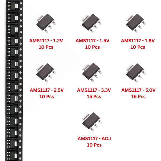 Elepak SMD AMS1117 Positive Regulator SOT-223 Pak 1.2V to Adj 80 Pcs 7 Values