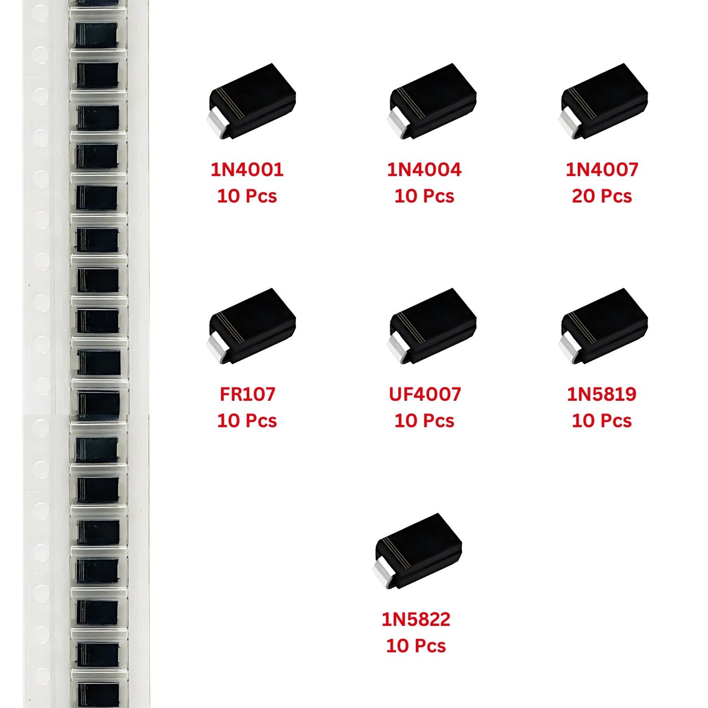 Elepak SMD Diode SMA Pak 80 Pcs 7 Values