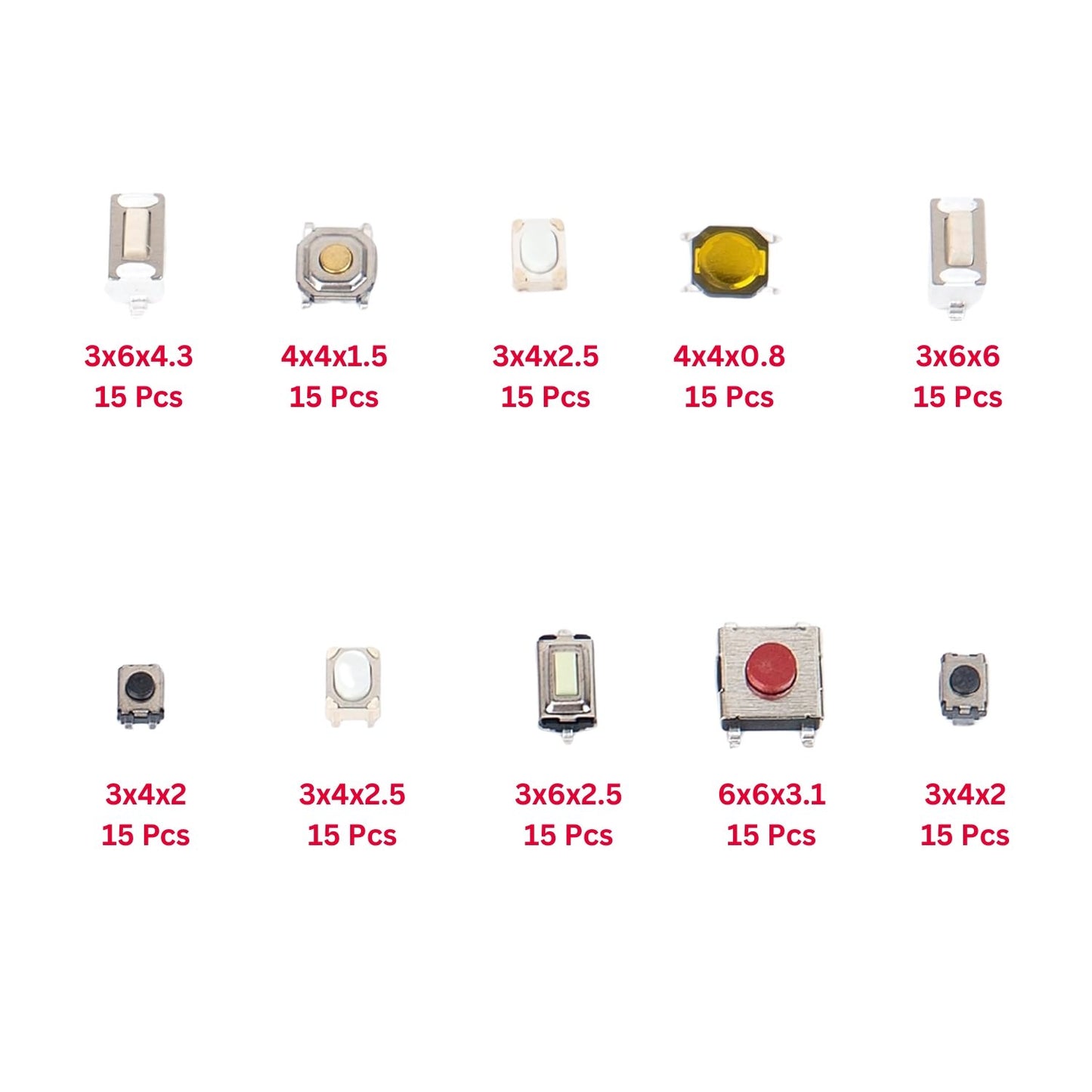 Elepak SMD Tactile Switch Pak 150 Pcs 10 Types