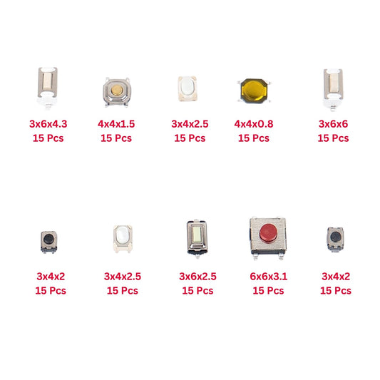 Elepak SMD Tactile Switch Pak 150 Pcs 10 Types