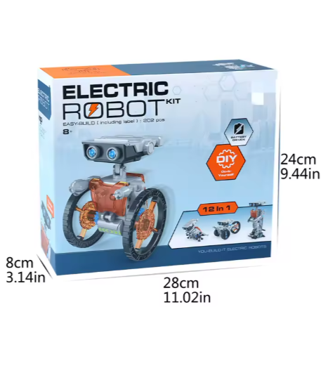 DIY 12 in 1 Educational Building Science Experiment Set Electric Robot Car Kit Toy for Kids Science Experiment
