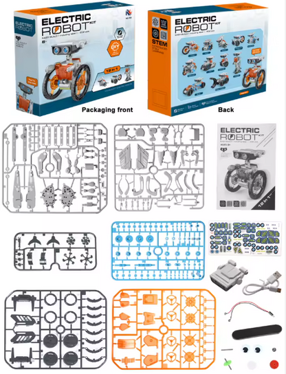 DIY 12 in 1 Educational Building Science Experiment Set Electric Robot Car Kit Toy for Kids Science Experiment