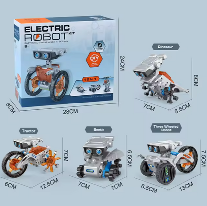 DIY 12 in 1 Educational Building Science Experiment Set Electric Robot Car Kit Toy for Kids Science Experiment