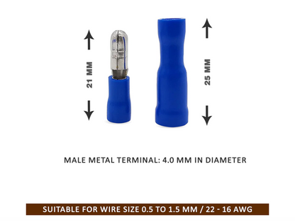 Insulated Wire Crimp Terminal Male Female Connector Pair -Blue