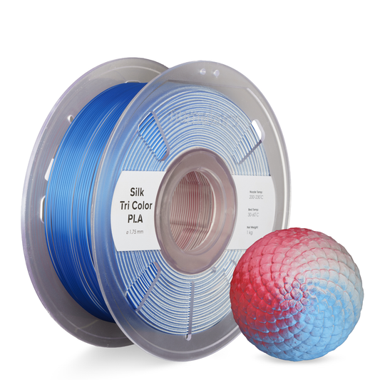 Numakers Tri-Color Silk PLA Filament – Red-Blue-White – 1.75 mm / 1 kg