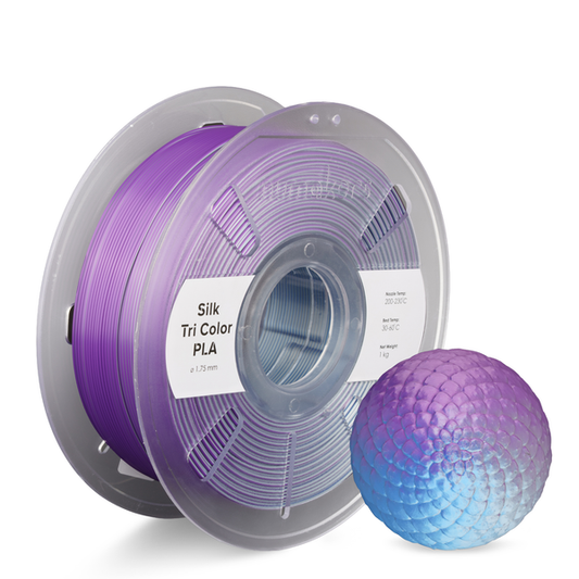 Numakers Tri-Color Silk PLA Filament – Silver-Purple-Blue – 1.75 mm / 1 kg