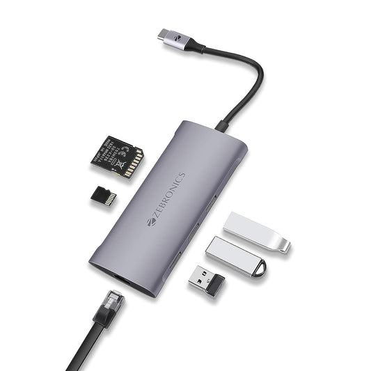 ZEBRONICS Zeb TA1000UCL 6 in 1 USB Type C Multiport Adapter with USB, SD, Micro SD, RJ45 Slots