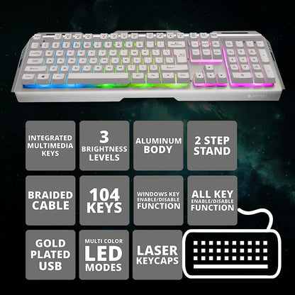 ZEBRONICS Transformer Premium Gaming Keyboard & Mouse Combo (White + Silver)