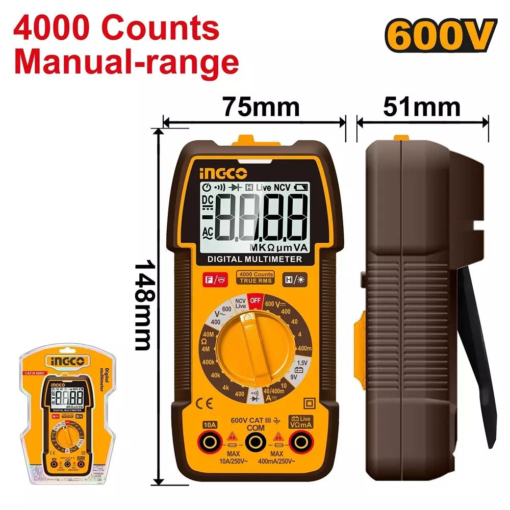 INGCO DM36002 4000 Count TRMS Digital Multimeter