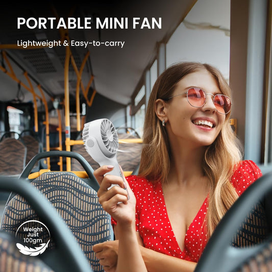 Portronics POR 1926 Toofan Mini Portable Rechargeable Fan (White)