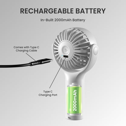 Portronics POR 1926 Toofan Mini Portable Rechargeable Fan (White)
