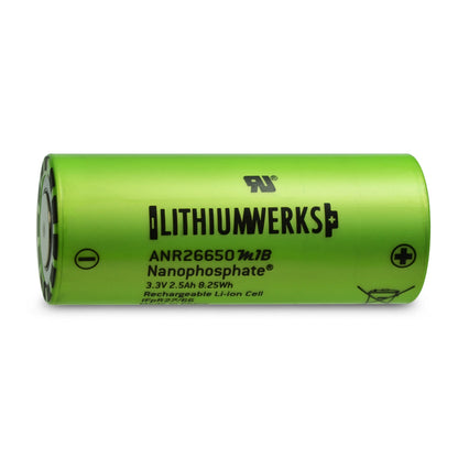 Lithium Werks ANR26650M1B 3.3 V 2.6 Ah Lithium Iron Phosphate (LiFePO4) 26650 Battery