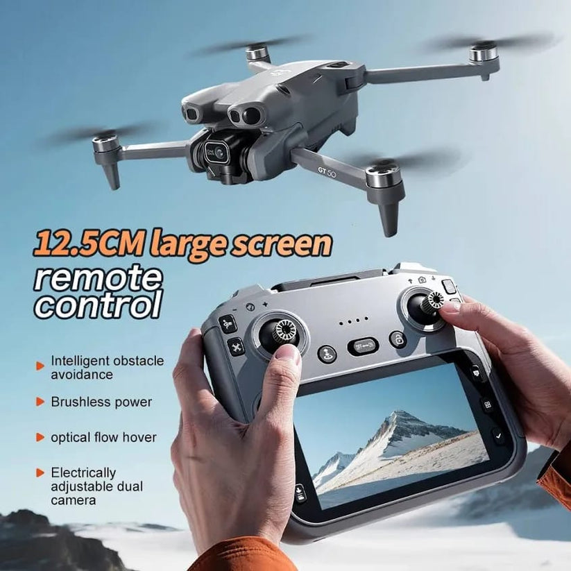 GT50 Pro Mini Drone with Remote Display – Dual Camera 4K HD, Foldable & Portable Design
