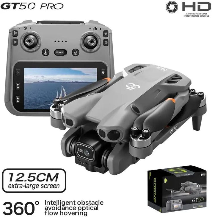 GT50 Pro Mini Drone with Remote Display – Dual Camera 4K HD, Foldable & Portable Design