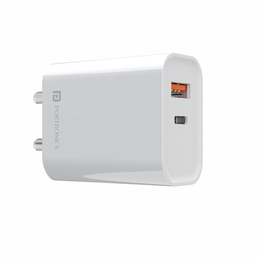 Portronics POR-1446 Adapto 45 BIS Certified wide Compatibility 20 Watt Fast Charger Fast Charger (White)