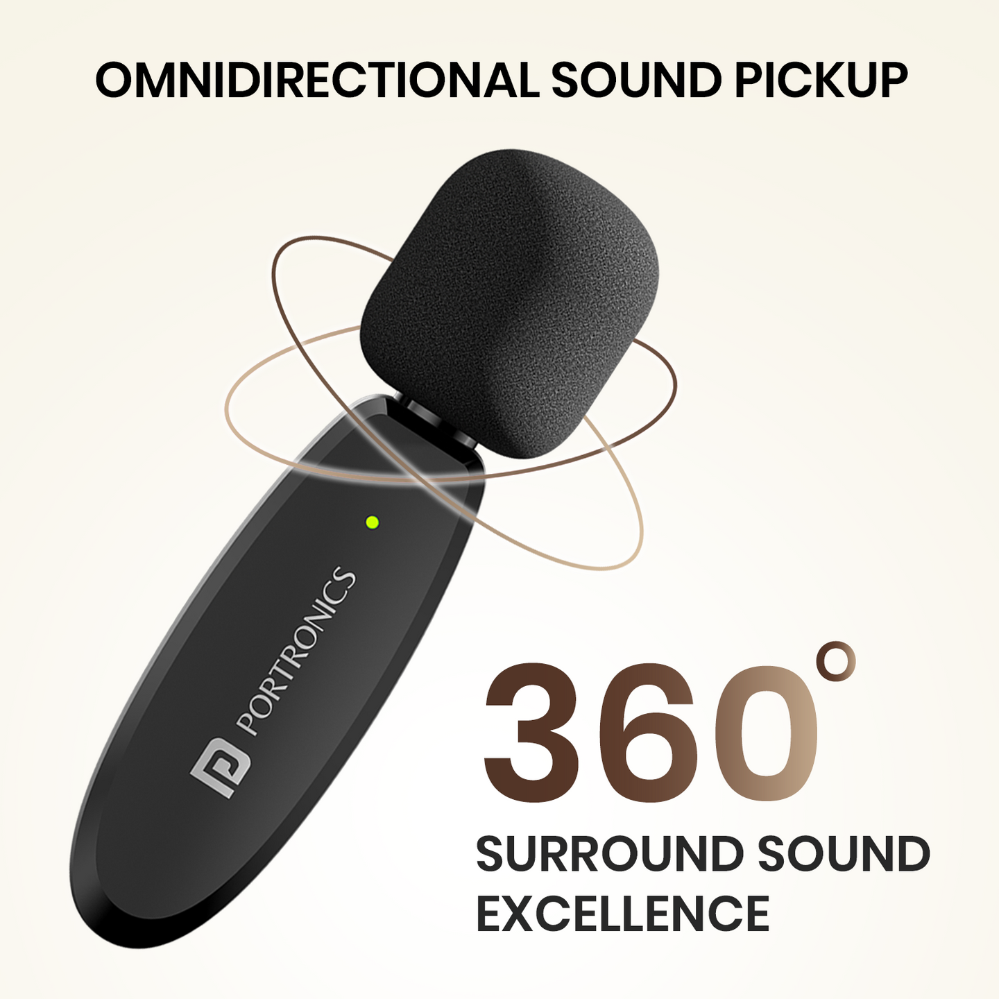 Portronics POR-2325 Dash 7 Ai Type C Wireless Microphone With Ai Feature (Black)