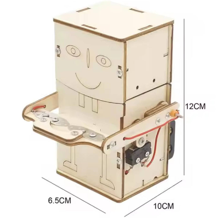 DIY Coin Eating Robot Wooden Induction Toy Money Munching Machine DIY STEM Experiment Kit (J-19)