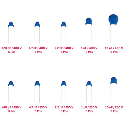 Elepak EP8 Y1 / Y2 Safety Capacitor Pak 470pF to 10KpF 50 Pcs 10 Values