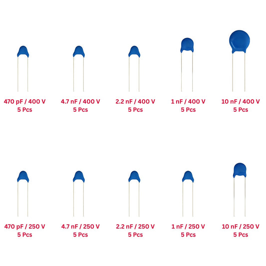 Elepak EP8 Y1 / Y2 Safety Capacitor Pak 470pF to 10KpF 50 Pcs 10 Values