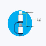 ZEB UMLC1201 1.2 m 2 in 1 Cable Lightning Cable & Micro USB