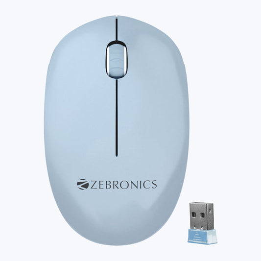 ZEBRONICS Cheetah (Blue) Wireless Mouse with 1600 DPI, High Accuracy, Precise Usage, 3 Buttons, Ergonomic and Comfortable Design