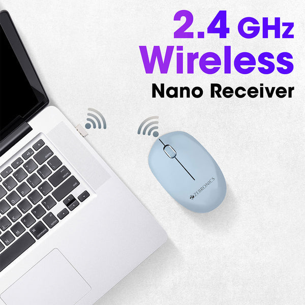ZEBRONICS Cheetah (Blue) Wireless Mouse with 1600 DPI, High Accuracy, Precise Usage, 3 Buttons, Ergonomic and Comfortable Design