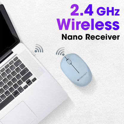 ZEBRONICS Cheetah (Blue) Wireless Mouse with 1600 DPI, High Accuracy, Precise Usage, 3 Buttons, Ergonomic and Comfortable Design