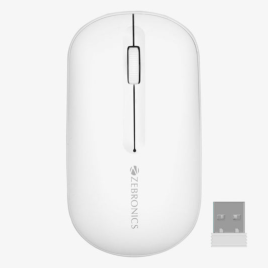 ZEBRONICS PULSE Wireless Mouse, Multi Connectivity, Dual Bluetooth, for Mac, Laptop, Computer, Tablet, 2.4GHz, 1200 DPI, Comfortable & Lightweight (White)