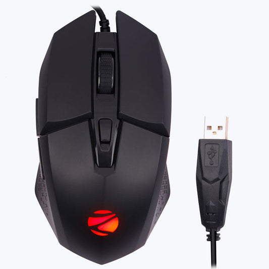 ZEBRONICS Shark Premimum Gaming USB Mouse with High Resolution Sensor, 1.8M Braided Cable, RGB Led Lights, 1000/2200/4200/6400 Dpi, 6 Buttons, Dpi Switch, Button