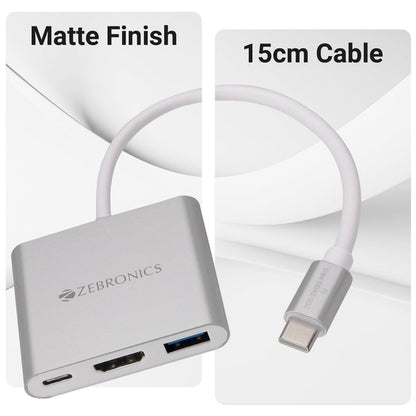 ZEBRONICS Zeb-TA150 Pro Type C to Multi Port USB Hub with 4K HDMI, USB 3.0, Type C PD - 100 Watts