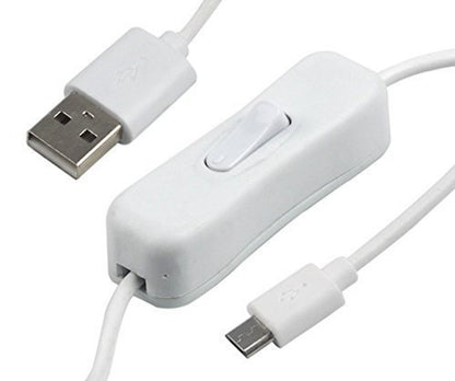 USB to Micro USB Cable 1.5 Meters With ON/OFF Switch Power Control For Raspberry Pi ( White)