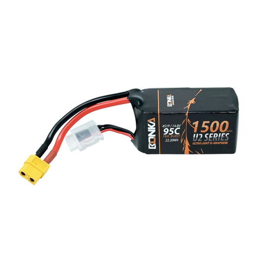 Bonka 14.8V 1500mAh 95C 4S Ultra light Si-Graphene LiPo Battery Pack