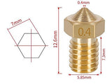 0.4 mm Nozzle V6 Type for 3D Printer Brass Nozzle (Pack of 1)