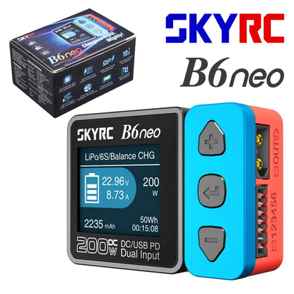 SkyRC B6neo 200W Single Channel DC LiPo / LiFe / LiIon / LiHV / NiMH / NiCd / Pb Smart Charger with PD Input (Crimson Sky)