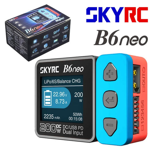 SkyRC B6neo 200W Single Channel DC LiPo / LiFe / LiIon / LiHV / NiMH / NiCd / Pb Smart Charger with PD Input (Crimson Sky)